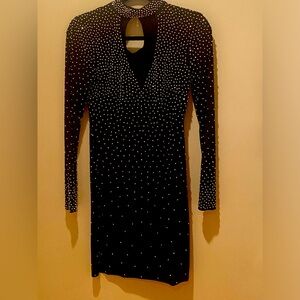 Formal dress, black with gold dotted  sequence, great condition.